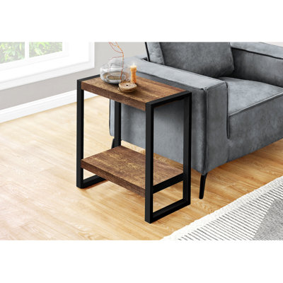 Table d'appoint Brulotte, côté, bout, étroit, petit, 2 niveaux, salon, chambre à coucher, métal, stratifié