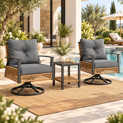3 Pcs Patio Bar Set Iron