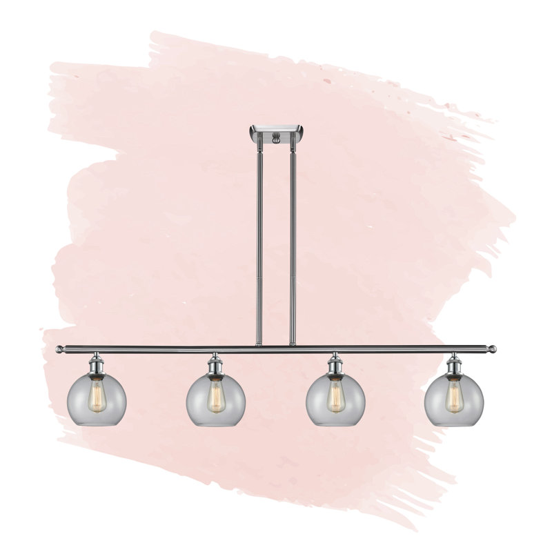 Luminaire suspendu linéaire à 4 lumières pour îlot de cuisine Baptista, Transparent, Ampoule DEL 6 watts Vinage