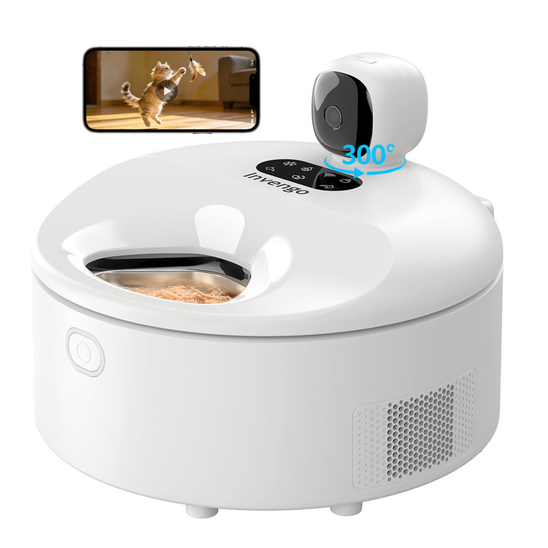 Mangeoire pour chat intelligente avec caméra 3MP et contrôle des applications, Blanc