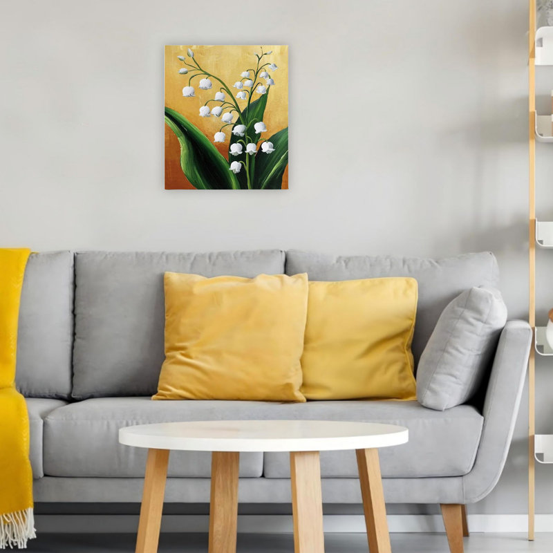Motif floral blanc lys de la vallée, 20 x 24 pouces, pour décor de chambre à coucher, de salon ou de vestibule