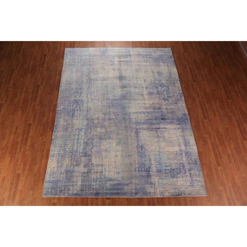 Tapis indien en laine fait à la main 9 x 12 po