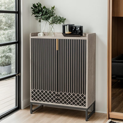 Armoire de rangement pour chaussures moderne à 5 niveaux avec portes, range-chaussures autoportant pour l'entrée et le couloir
