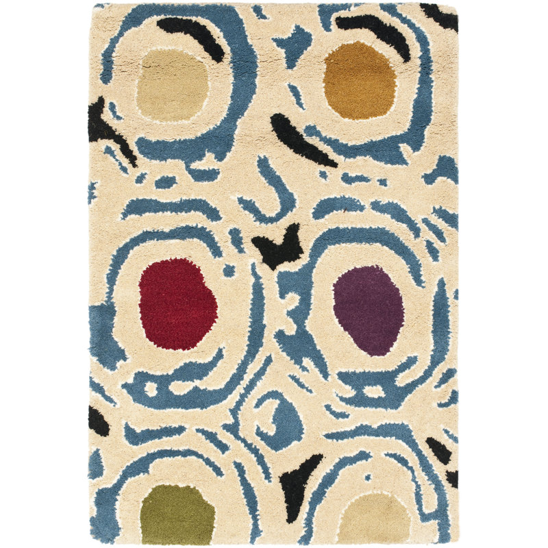 Tapis géométrique en laine et en viscose touffeté à la main Candelo, Rectangle 2 pi x 3 pi