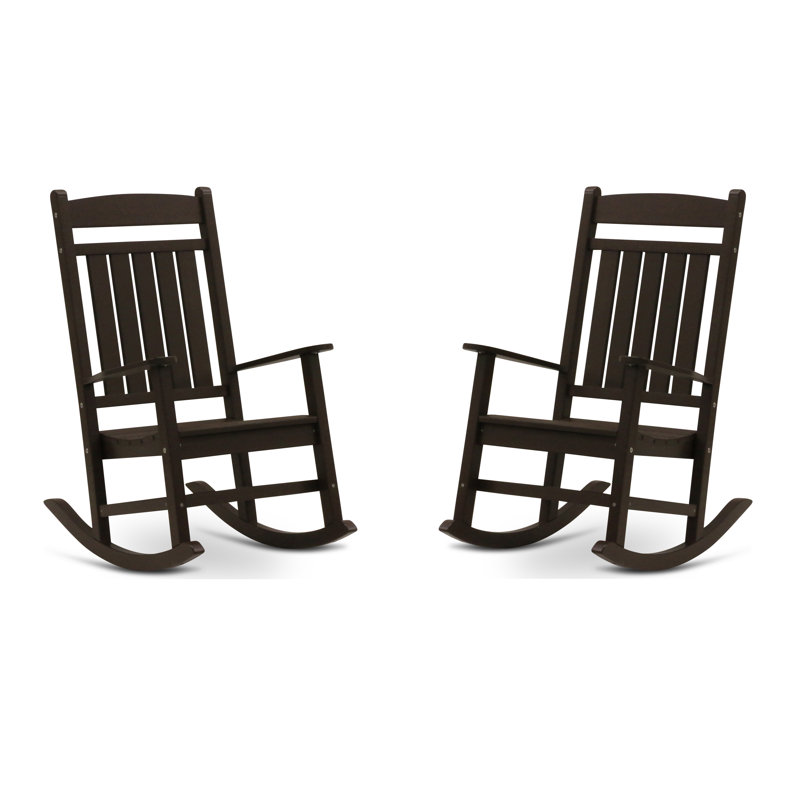 Chaise berçante d'extérieur en plastique Catelyn, Bois patiné