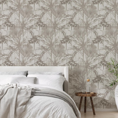 Sublime Jungle Texture Neutral 10m x 52cm Matte Wallpaper Roll