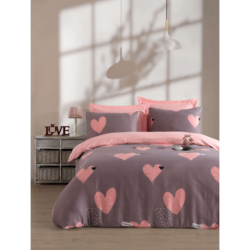 Ensemble de housse de couette luxueuse en satin luxueux, rose | 70% coton et 30% polyester, 102,4 x 86,6 pouces | 2 taies d'oreiller (19,7 po x 31,5 po) | Lavable à la machine, fermeture à boutons élégante | Literie douce et élégante pour les nuits de rêve