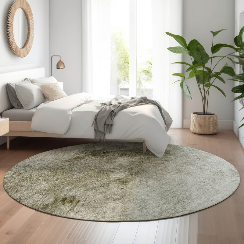 Premium Machine Washable Cerrito AMF590 Taupe Rug, Round 8'