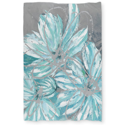 Three Little Abstract Blue Flowers Duvet Cover | Home Decor