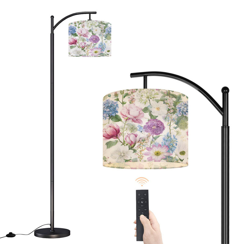 Lampe sur pied à arc avec abat-jour réglable Floral Garden