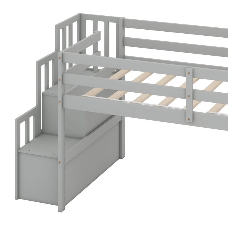 Lit mezzanine avec escalier intégré, Gris