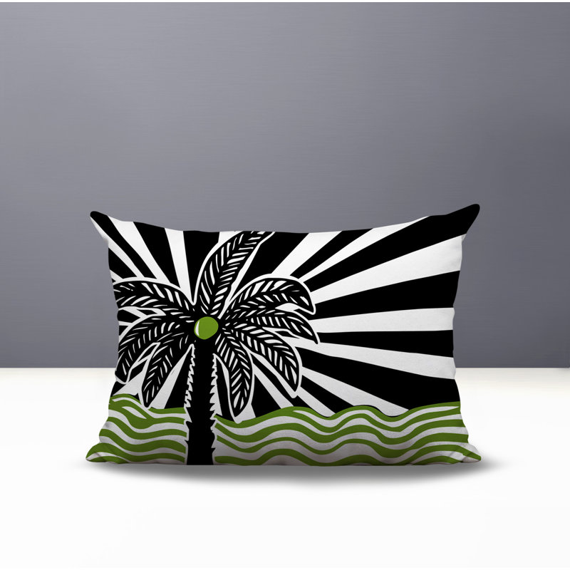 Simi Palm Reversible Indoor/Outdoor Rectangle Pillow, Rectangle 14"H x 20"W, Chartreuse