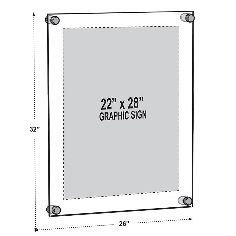 Gold Acrylic Floating Wall Frame with Clear Panels