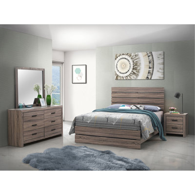 Ensemble de chambre avec lit à panneaux 4 pièces Oak