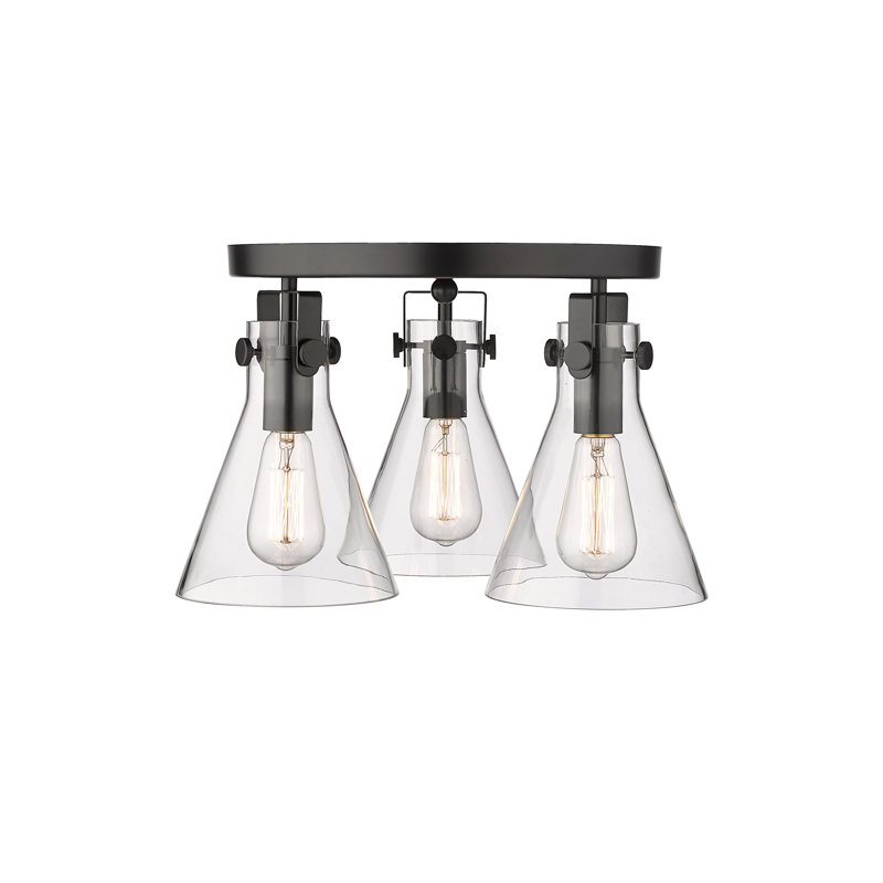 Plafonnier encastré 3 lumières Skokie, Transparent, Noir mat