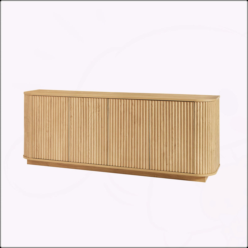 Sideboard Storage Cabinet TV Stand with wave pattern Buffet Cabinet Wooden Vertical Striped Cabinet for Kitchen/Bedroom/Entryway