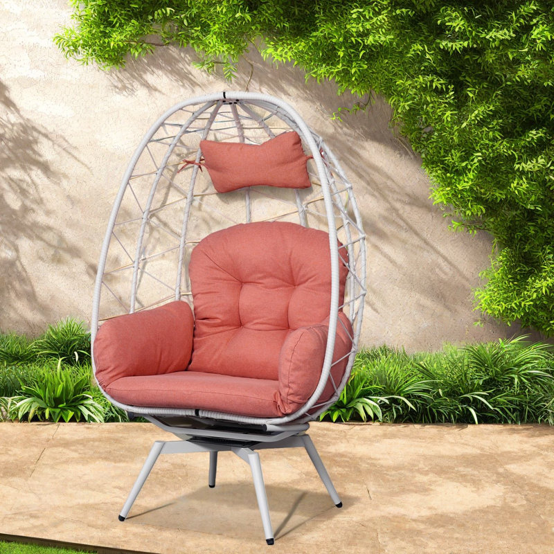 Swivel Patio Lounge Chairs, Steel Rattan Egg Style For Home Patio