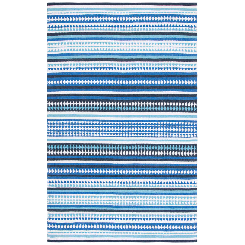 Brhianna Hand Woven Cotton Striped Rug, Rectangle 8' x 10'