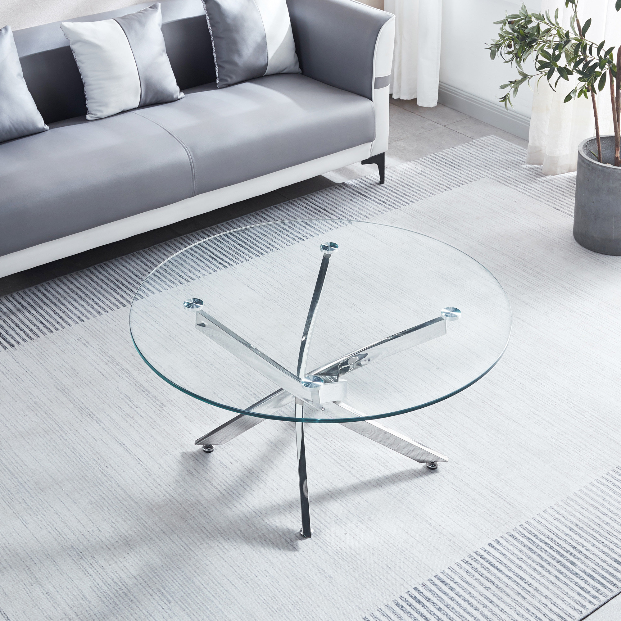 Mercer41 Modern Round Tempered Glass Coffee Table Wayfair