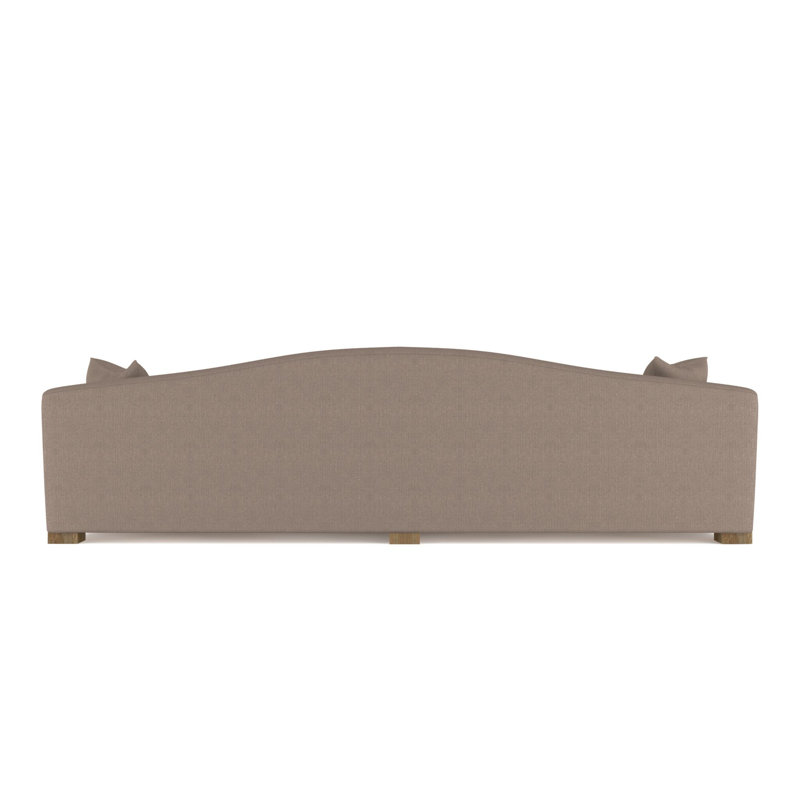 Horatio Camelback Taper Curved-Arm Extra Long Sofa, Box Weave Linen Pumice, Weathered, 33" H x 120" W x 36" D