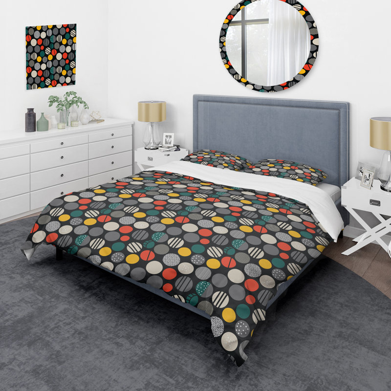 Ensemble de housse de couette en microfibre noir / orange 3 pièces