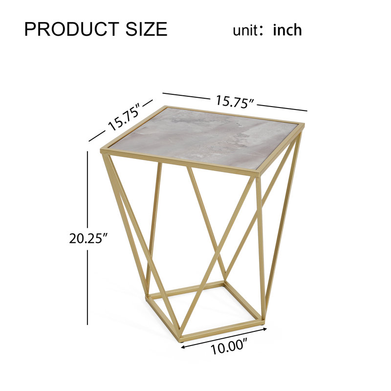 15.75" Marble Pattern Side Table, Coffee Table