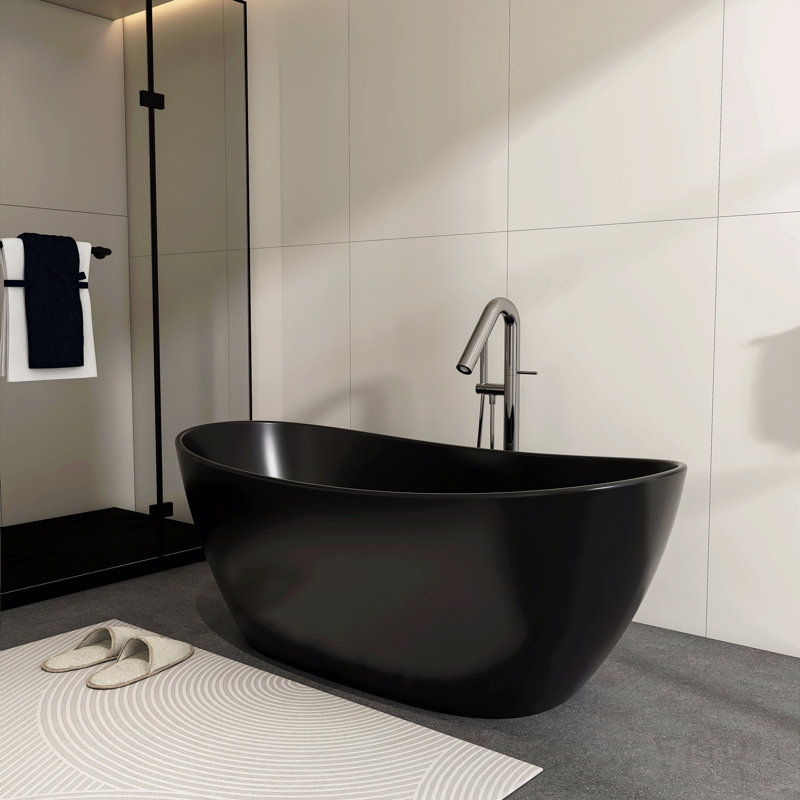 Baignoire de salle de bain autoportante en pierre artificielle 65 pouces
