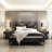 Upholstered Metal Canopy Bed-856990018-862300148