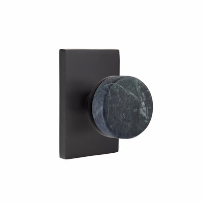 Ensemble de boutons d'intimité Emtek Select, moderne Rosette, tige conique, bouton en marbre vert