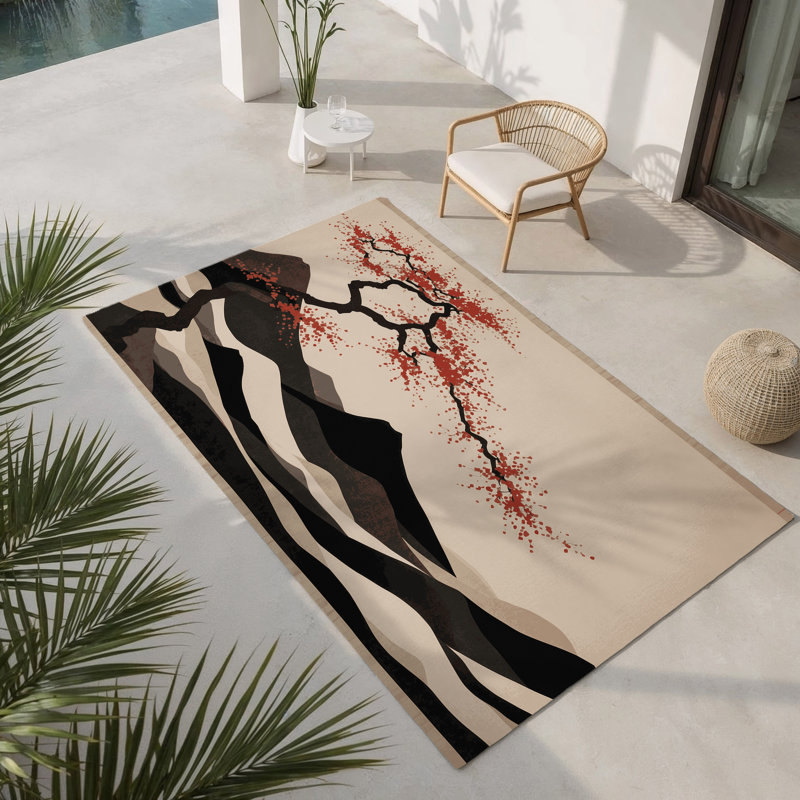 Cherry Glow Indoor And Outdoor Area Rug, Rectangle 4' x 6'