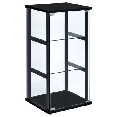 Callie Black Glass 3-Shelf Curio Cabinet