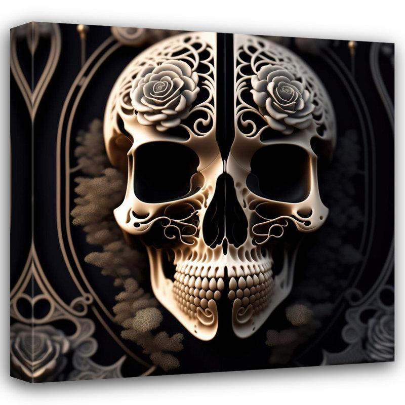 " Two Flowers Skull " by Stephen Chambers, 30" H x 30" W x 1.5" D