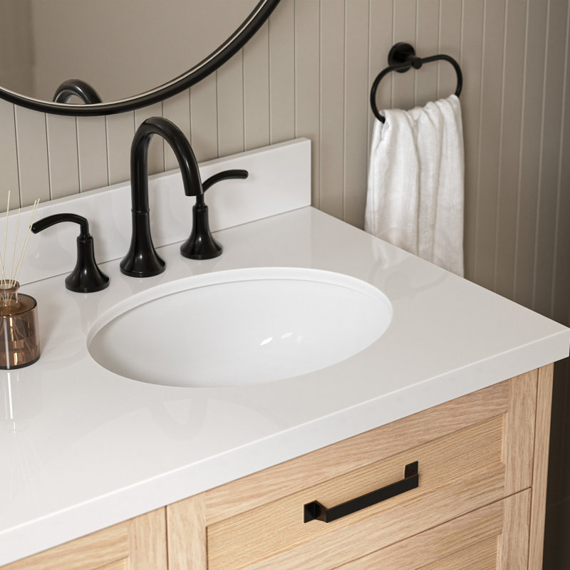Meuble-lavabo double avec comptoir ARIEL, Chêne, 60" - 61", Quartz blanc pur