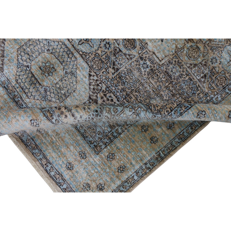 Hand Knotted Wool Area Rug in Beige
