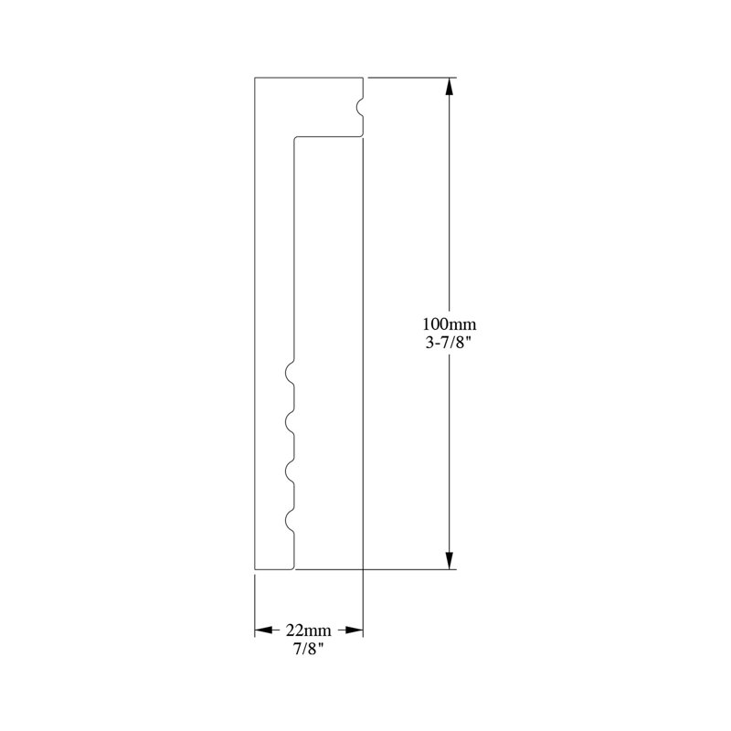 Base en polystyrène blanc apprêté de 0,875 po d'épaisseur x 4 po de largeur x 78,75 po de longueur