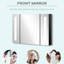 Armoire de salle de bain murale l 35,5 po x H 25,5 po, miroir, 3 armoires, éclairage à DEL, charge, miroir noir avec et
