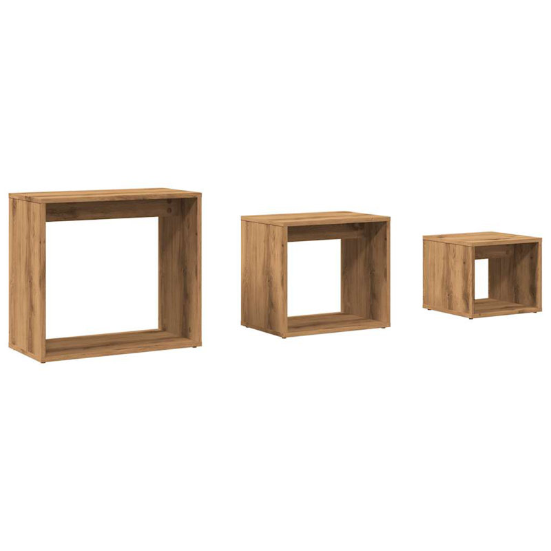 Glynna Floor Shelf Nesting Tables, Artisan Oak, Artisan Oak