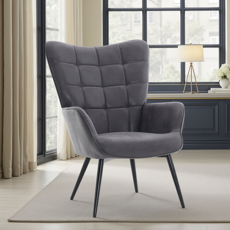 Upholstered Wingback Chair, Grey