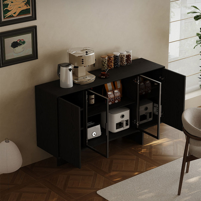 Buffet nordique de style rétro, 35.4" H x 47.2" W x 15.7" D