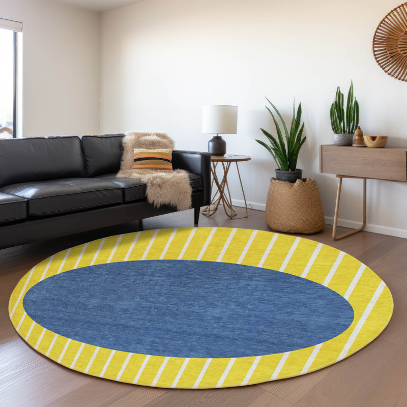 Premium Machine Washable Naglee AMF994 Stripes Rug, Round 8'