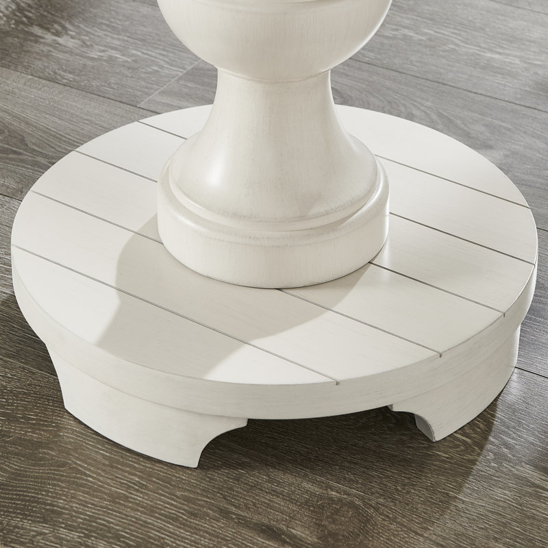 Caesar Traditional Round Pedestal End Table, White