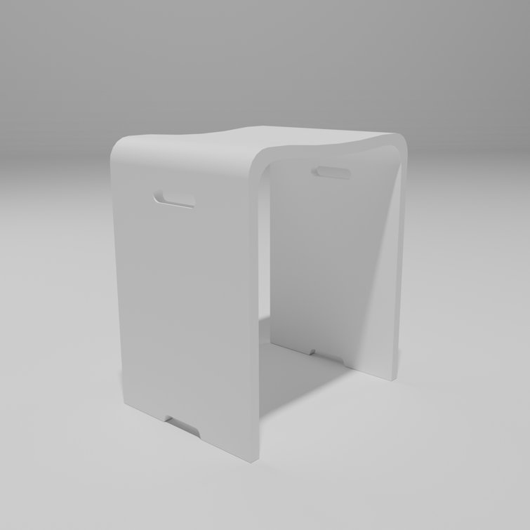 Solid Surface Shower Stool Freestanding Bathroom Stool Matte White