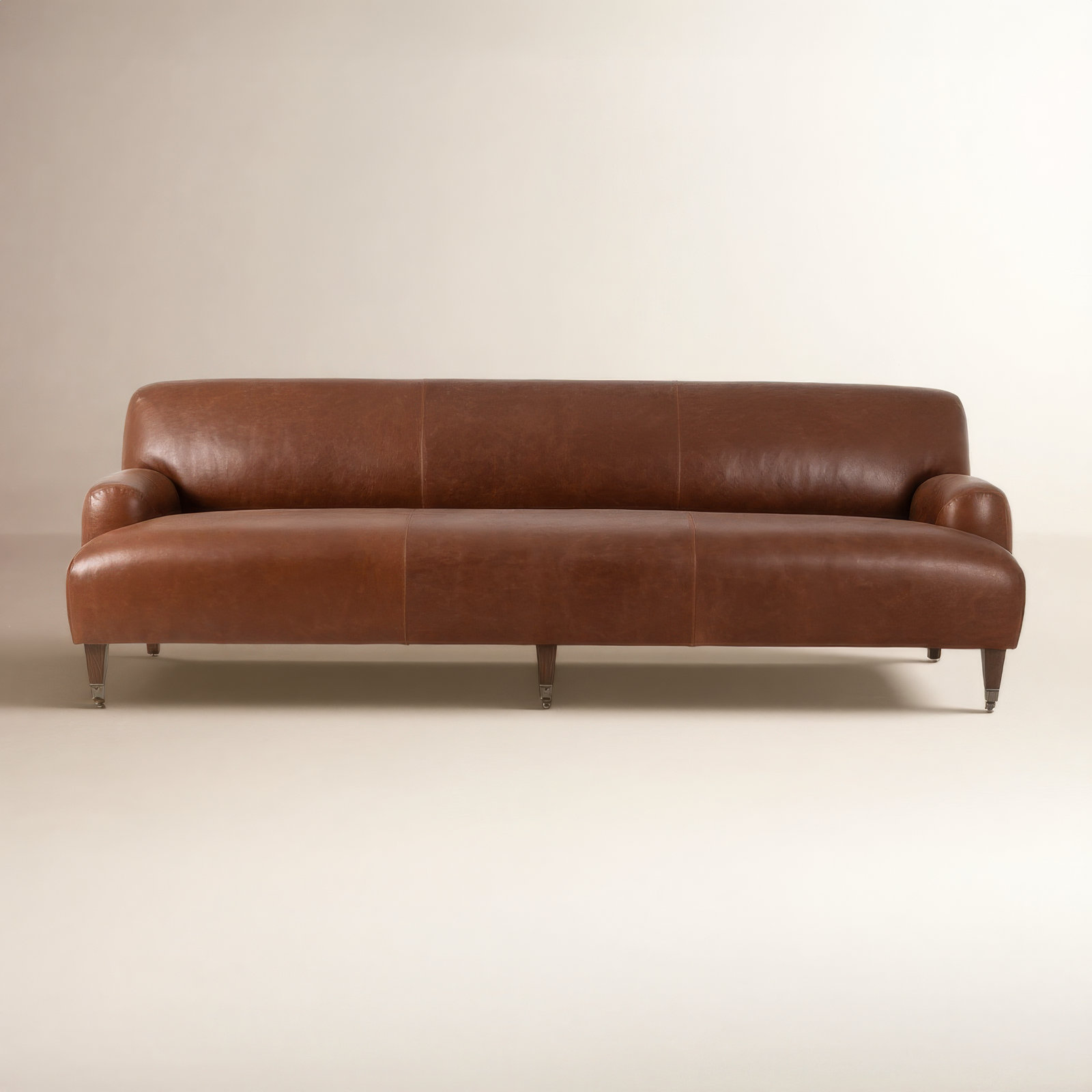 Kent 95" Genuine Leather Sofa, Dulane Mahogany Top Grain Leather