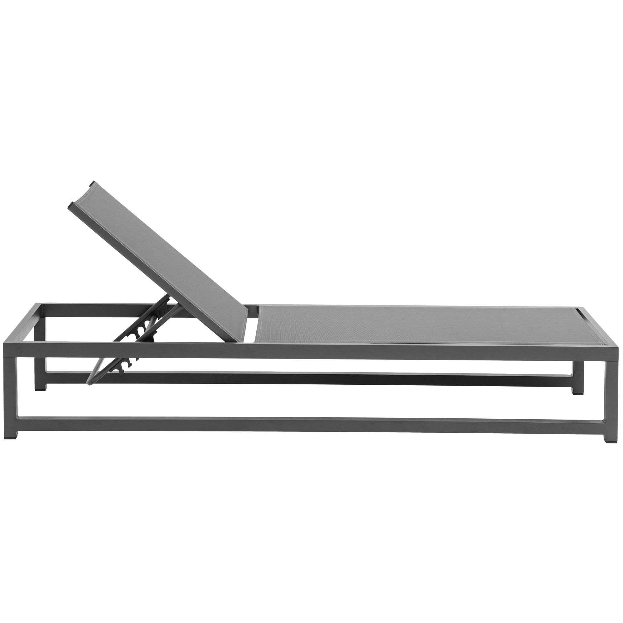 79" Long Reclining Single Chaise with Cushions, Gray, Gray