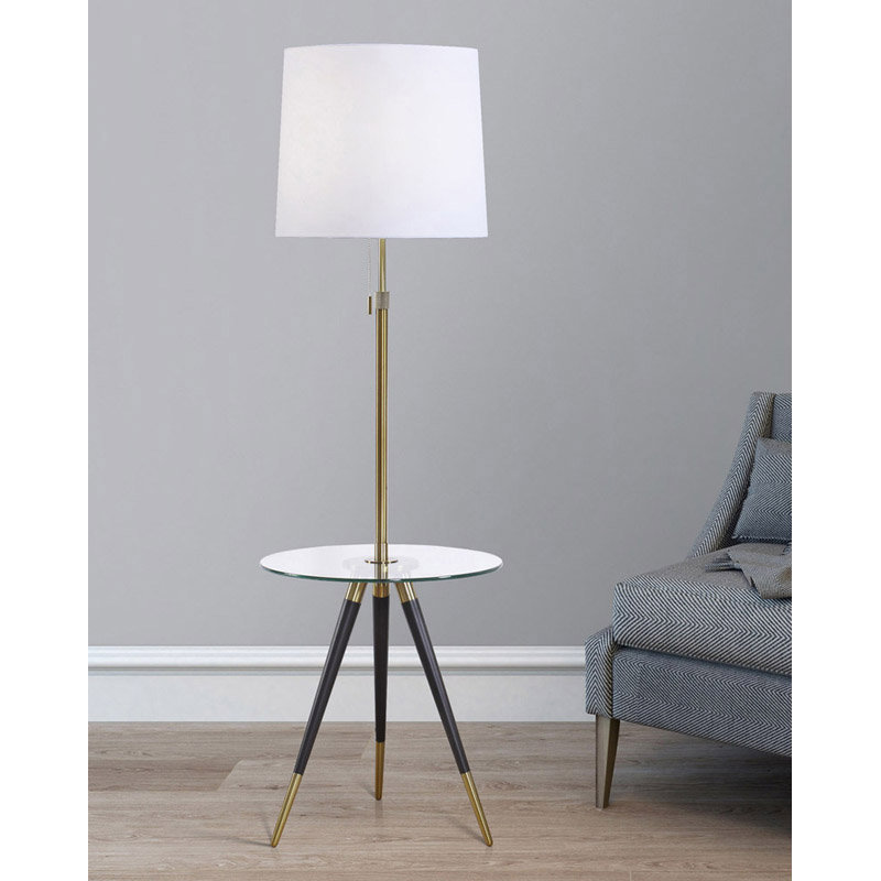 Lowrie 68'' Tray Table Floor Lamp, Antique Brass