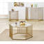Table basse en champagne et verre transparent