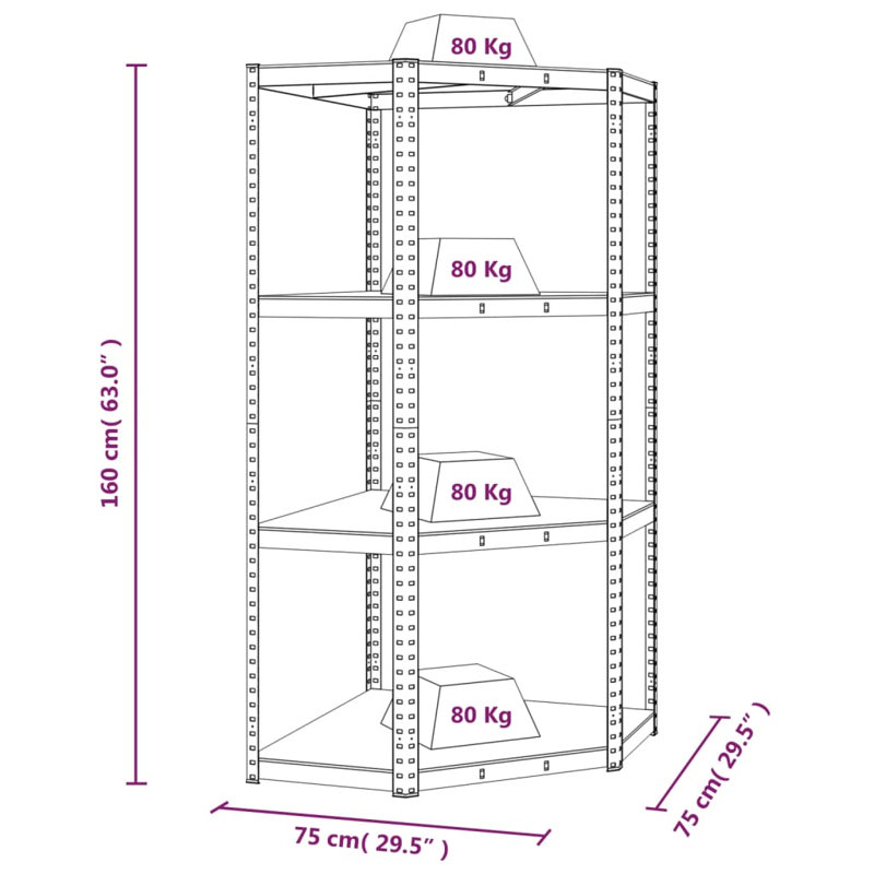 Domenique 75cm W Steel Shelving Unit