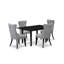 6088F1ABD43B477296333BB99EAF1468 Ensemble de table de cuisine 5 pièces comprenant une table de salle à manger rectangulaire avec rallonge amovible et 4 chaises Parson, noir-123099964-123099960