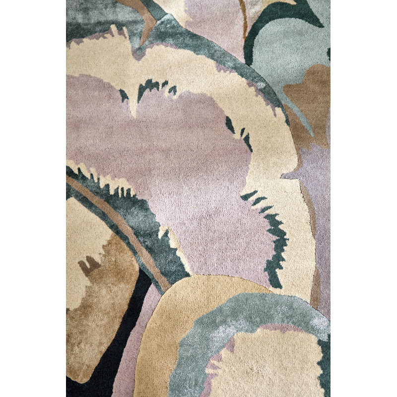 Calathea Hand Tufted Wool/Rayon/Viscose Abstract Area Rug in Shiitake/Wild Water, Rectangle 4'7" x 6'7"
