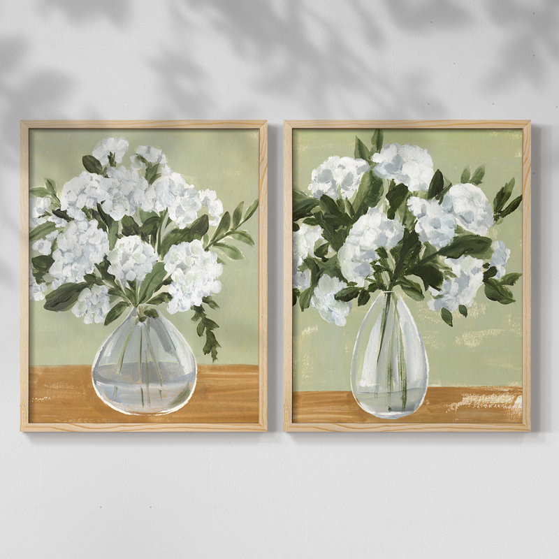 Impression encadrée Vased Viburnum I-Premium - prête à être accrochée - aucun clou requis - aucun clou requis, Bois naturel